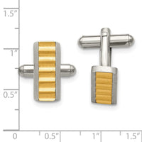 Stainless Steel Brushed and Polished Yellow IP-plated Cuff Links ,