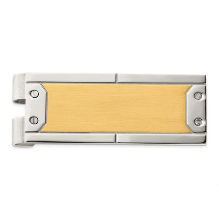Stainless Steel Brushed and Polished Yellow IP-plated Money Clip ,