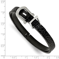 Stainless Steel Brushed and Textured Black IP-plated Hinged Bangle ,