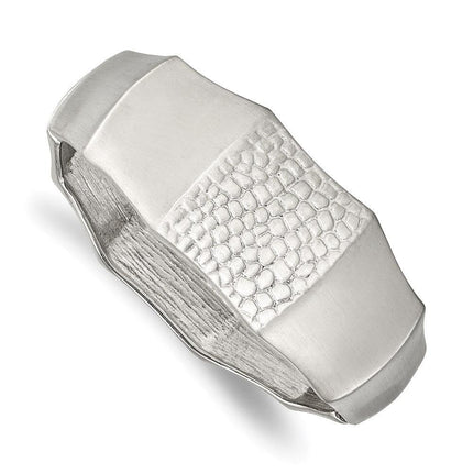 Stainless Steel Brushed and Textured Hinged Bangle ,