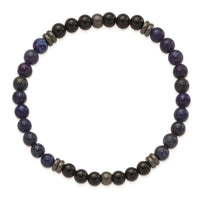 Stainless Steel Brushed Antique Bronze-plated Black Agate/Lapis Bracelet ,