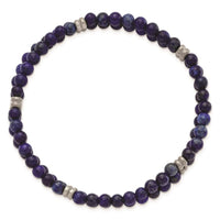Stainless Steel Brushed Antique Bronze-plated Lapis Stretch Bracelet ,