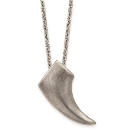 Stainless Steel Brushed Antiqued Claw Necklace ,
