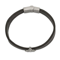 Stainless Steel Brushed Antiqued White Bronze Leather Compass Bracelet ,