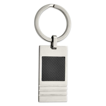 Stainless Steel Brushed Black Carbon Fiber Inlay Key Ring ,