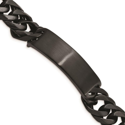 Stainless Steel Brushed Black IP ID Link Bracelet ,