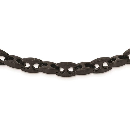 Stainless Steel Brushed Black IP Link Necklace ,