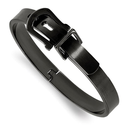 Stainless Steel Brushed Black IP-plated Buckle Hinged Bangle ,