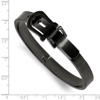Stainless Steel Brushed Black IP-plated Buckle Hinged Bangle ,