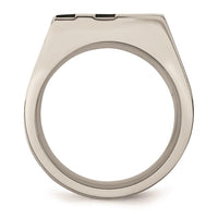 Stainless Steel Brushed Black IP-plated CZ Ring ,