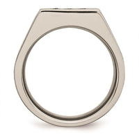 Stainless Steel Brushed Black IP-plated CZs Ring ,