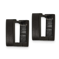 Stainless Steel Brushed Black IP-plated Square Hoop Earrings ,