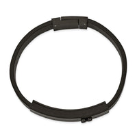 Stainless Steel Brushed Black IP w/Solid Carbon Fiber Leather 8.25in Bracel ,