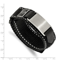 Stainless Steel Brushed Black Nylon w/Adj. Velcro Close Medical Bracelet ,