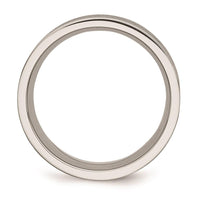 Stainless Steel Brushed Black Rubber 10.00mm Ring ,
