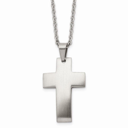 Stainless Steel Brushed Cross Necklace ,