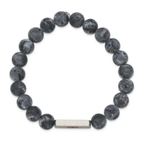 Stainless Steel Brushed Enamel Medical ID Labradorite Bead Stretch Bracelet ,