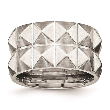 Stainless Steel Brushed Grooved 12.00mm Band ,