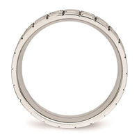 Stainless Steel Brushed Grooved CZ Ring ,