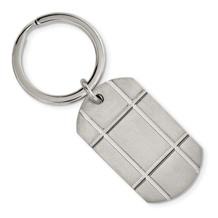 Stainless Steel Brushed Grooved Key Chain ,