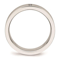 Stainless Steel Brushed Grooved Three CZ Ring ,