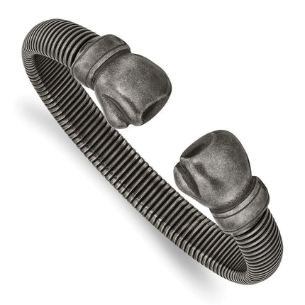 Stainless Steel Brushed Gun Metal IP-plated Boxing Gloves Cuff Bangle ,