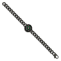 Stainless Steel Brushed Gun Metal IP-plated Compass 8.25in Bracelet ,