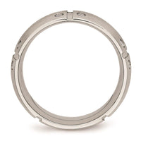 Stainless Steel Brushed Half Round/Grooved CZ Ring ,