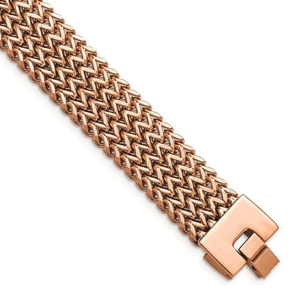 Stainless Steel Brushed Rose IP-plated Woven Bracelet ,
