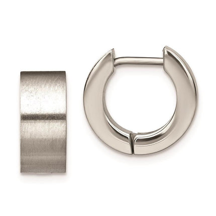 Stainless Steel Brushed Round Hinged Hoop Earrings ,