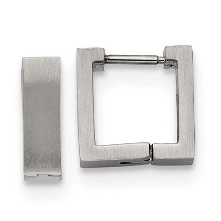 Stainless Steel Brushed Square Hoop Earrings ,