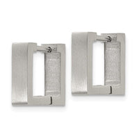Stainless Steel Brushed Square Hoop Earrings ,