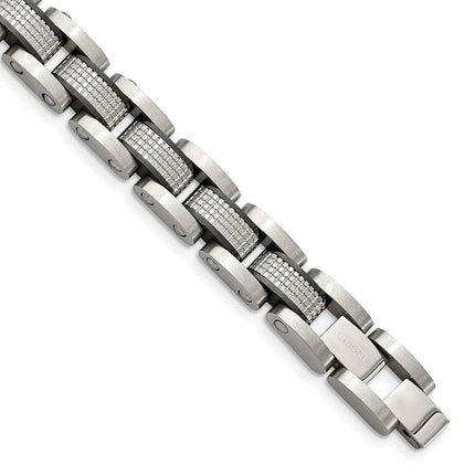 Stainless Steel Brushed Textured Black IP 8 in. w/.50in ext. Link Bracelet ,