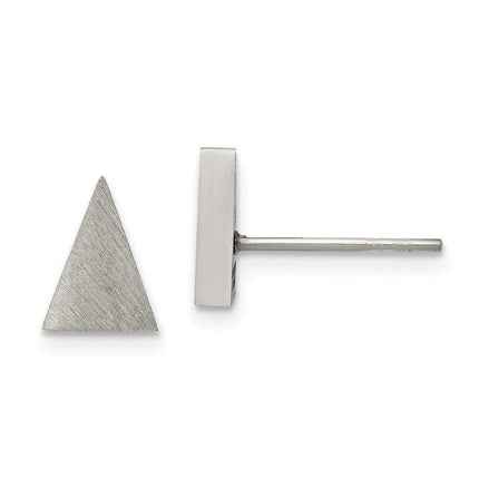 Stainless Steel Brushed Triangle Post Earrings ,