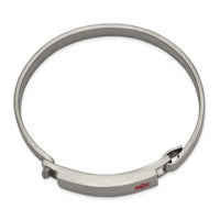 Stainless Steel Brushed w/ Red Enamel 8.00mm Medical ID Bangle ,
