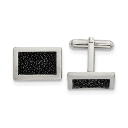 Stainless Steel Brushed w/ Stingray Leather Cufflinks ,