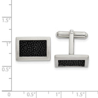 Stainless Steel Brushed w/ Stingray Leather Cufflinks ,