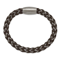 Stainless Steel Brushed Wire and Rubber Braided 8.5in Bracelet ,