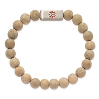Stainless Steel Brushed with Enamel Medical ID Camphor Wood Bracelet ,