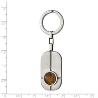 Stainless Steel Brushed with Tiger's Eye Key Ring ,