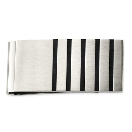 Stainless Steel Brushed w/Rubber Accents Money Clip ,