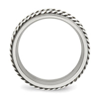Stainless Steel Brushed w/Silver Double Twist Inlay Ring ,