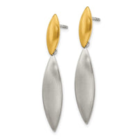 Stainless Steel Brushed Yellow IP-plated Post Dangle Earrings ,