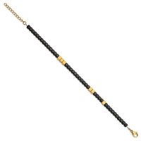 Stainless Steel Brushed Yellow IP w/Hematite 7in w/1.25in ext Bracelet ,