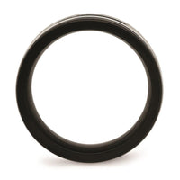 Stainless Steel Brushed/Polished Black IP Grooved Blk CZ Ring ,