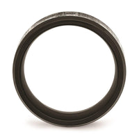 Stainless Steel Brushed/Polished Black IP Laser Etched Pattern Ring ,