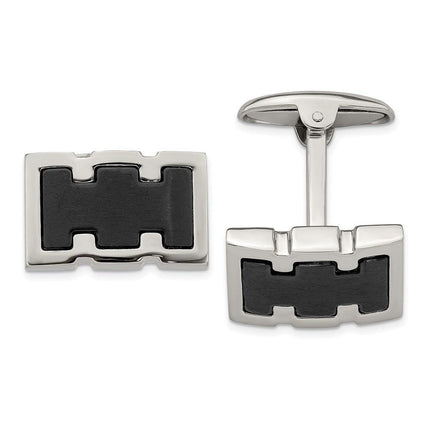 Stainless Steel Brushed/Polished Black IP Plated Cufflinks ,