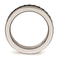 Stainless Steel Brushed/Polished Black IP Textured Ring ,