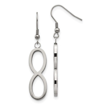 Stainless Steel Brushed/Polished Dangle Infinity Earrings ,