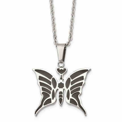 Stainless Steel Butterfly w/Enamel 20in w/ext Necklace ,